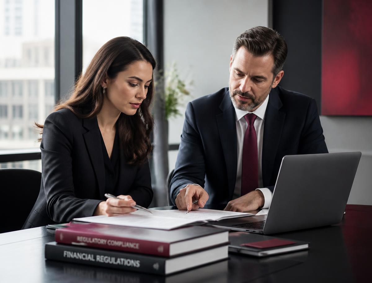Especialistas da Reale analisando a documentação regulatória de um cliente